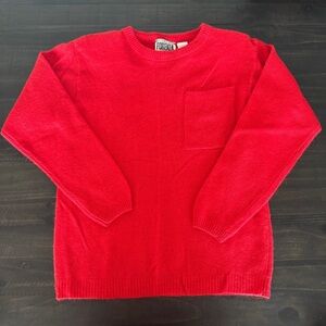 Vintage Forenza Red Sweater Size Medium Lambswool Angora Pocket Authentic